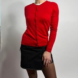 Banana Republic Red Crewneck Cardigan - Size Small
